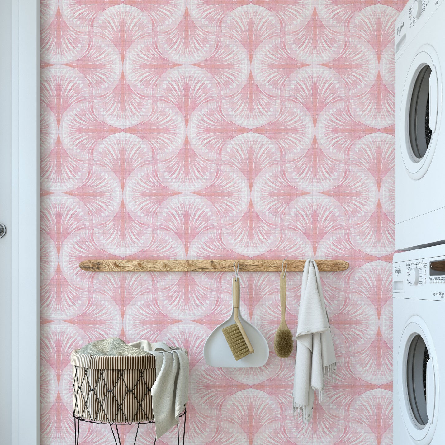 South Beach Textured Performance Vinyl Wallpaper in Coral Is Calling by Little Blue Designs