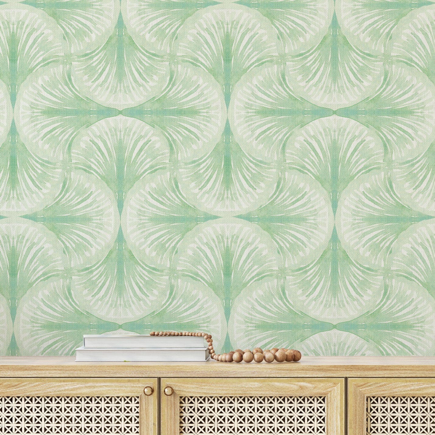 South Beach Wallpaper in Greener Grass by Little Blue Designs