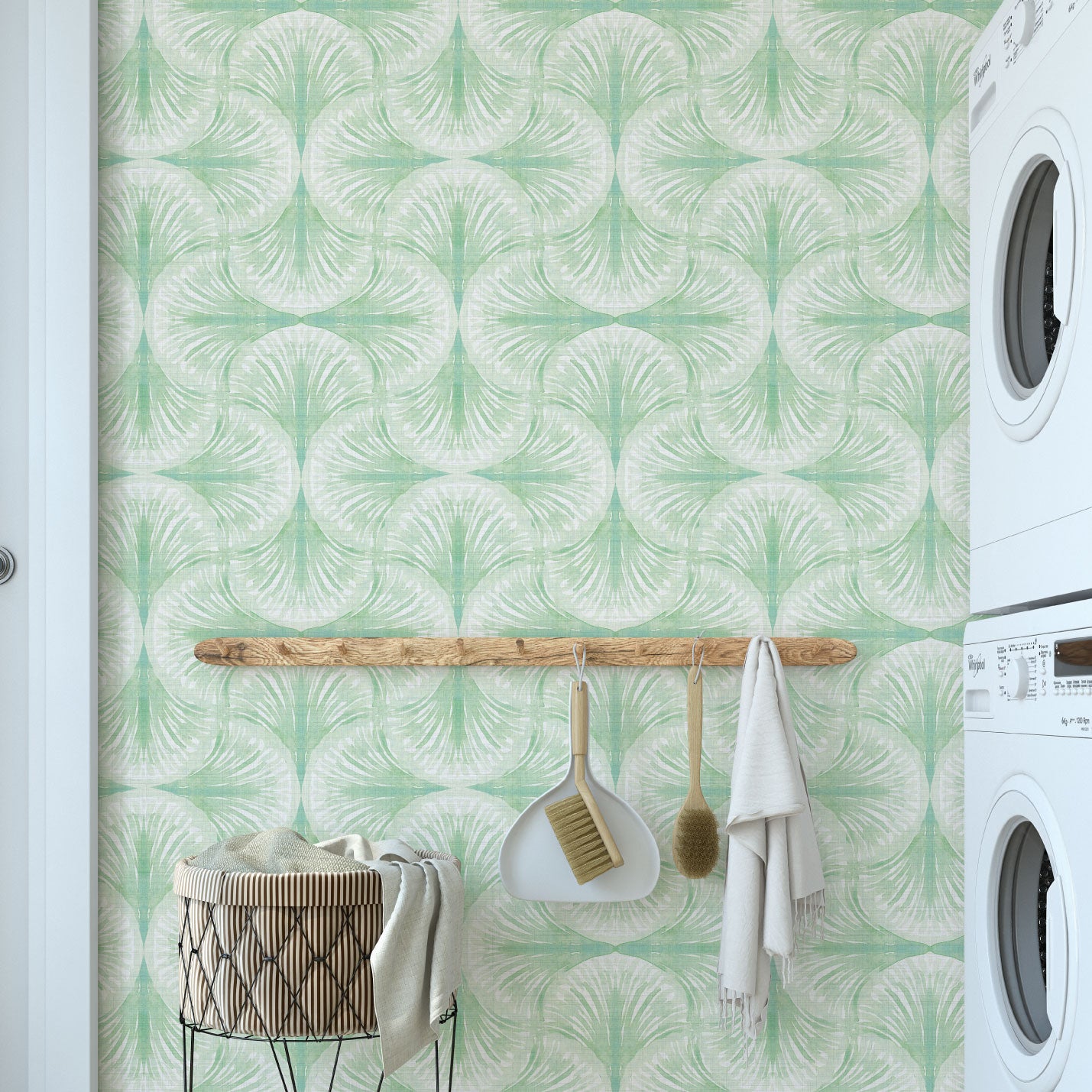 South Beach Textured Performance Vinyl Wallpaper in Greener Grass by Little Blue Designs