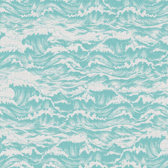 Splish Splash Ocean Waves Textured Performance Vinyl Wallpaper in Bahama Blue