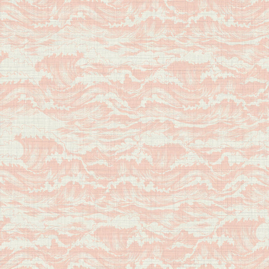 Splish Splash Ocean Waves Textured Performance Vinyl Wallpaper in Coral Reef