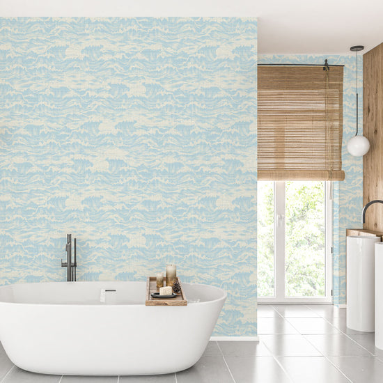 Splish Splash Waves Textured Performance Vinyl Wallpaper in Ocean Waves