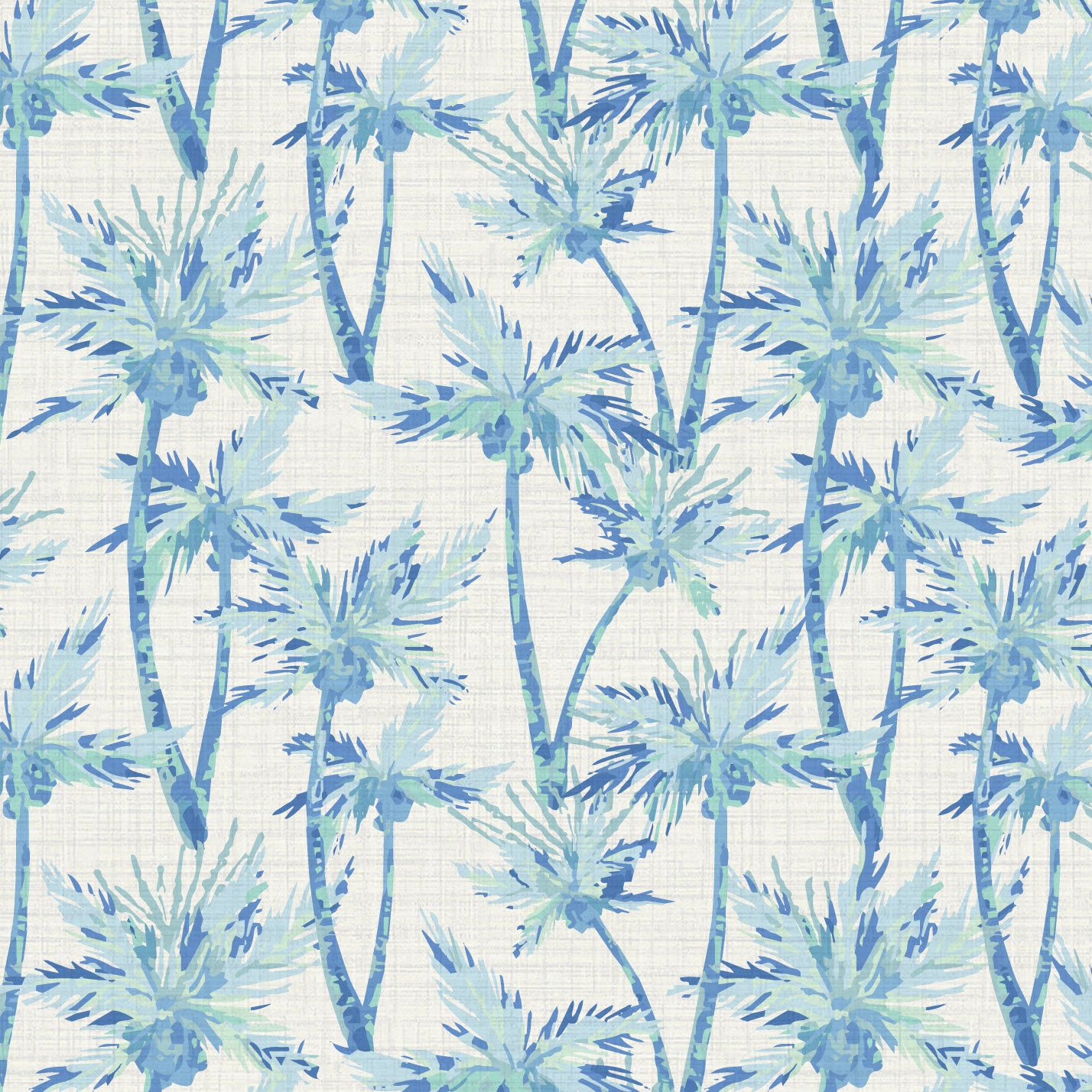 St. Elmo's Palm Trees Textured Performance Vinyl Wallpaper in Billy's Ocean Blue