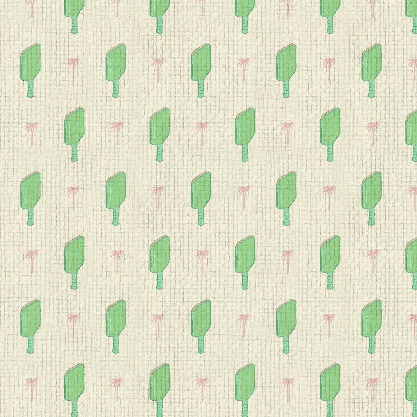 wallpaper Natural Textured Eco-Friendly Non-toxic High-quality  Sustainable Interior Design Bold Custom Tailor-made Retro chic Grand millennial Maximalism  Traditional Dopamine decor tropical palm tree pickleball paddles sports neutral playroom kids paddles green pink palm trees paper weave paperweave basketweave basket weave