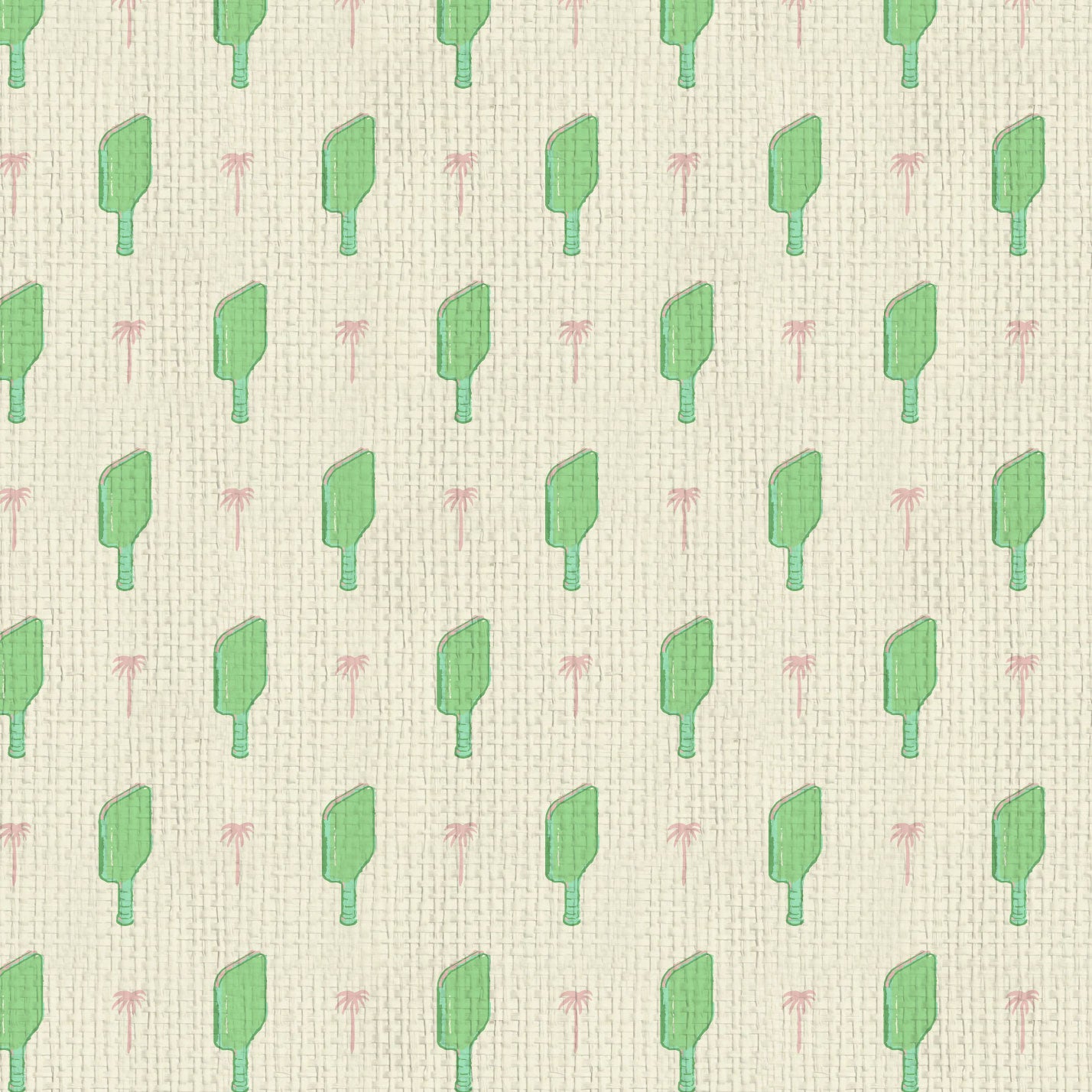 wallpaper Natural Textured Eco-Friendly Non-toxic High-quality  Sustainable Interior Design Bold Custom Tailor-made Retro chic Grand millennial Maximalism  Traditional Dopamine decor tropical palm tree pickleball paddles sports neutral playroom kids paddles green pink palm trees paper weave paperweave basketweave basket weave