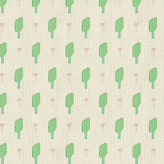 wallpaper Natural Textured Eco-Friendly Non-toxic High-quality  Sustainable Interior Design Bold Custom Tailor-made Retro chic Grand millennial Maximalism  Traditional Dopamine decor tropical palm tree pickleball paddles sports neutral playroom kids paddles green pink palm trees paper weave paperweave basketweave basket weave