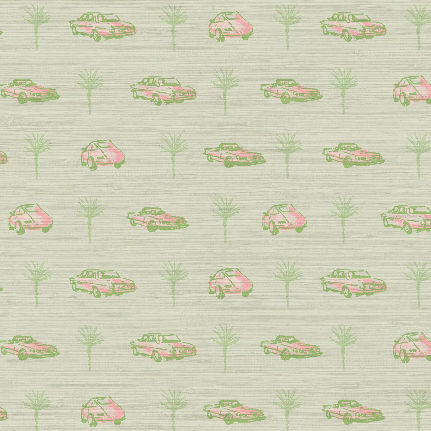 Grasscloth wallpaper Natural Textured Eco-Friendly Non-toxic High-quality  Sustainable Interior Design Bold Custom Tailor-made Retro chic Grand millennial Maximalism  Traditional Dopamine decor tropical palm tree mercedes bmw porsche mini icon vertical grid stripe kid playroom sage mint green neon coral pink 