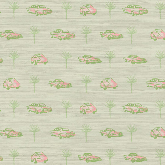 Grasscloth wallpaper Natural Textured Eco-Friendly Non-toxic High-quality  Sustainable Interior Design Bold Custom Tailor-made Retro chic Grand millennial Maximalism  Traditional Dopamine decor tropical palm tree mercedes bmw porsche mini icon vertical grid stripe kid playroom sage mint green neon coral pink 