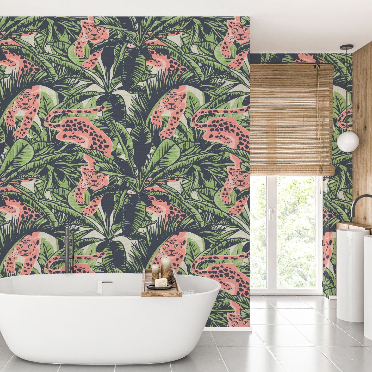 Stray Cat Strut Tropical Cheetah Textured Performance Vinyl Wallpaper in Welcome to the Jungle