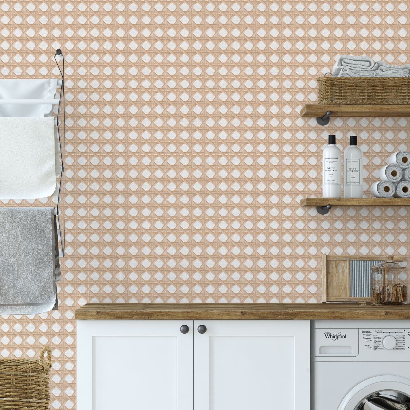 Sugar Cane Mini Textured Performance Vinyl Wallpaper in Beach Please Beige by Little Blue Designs