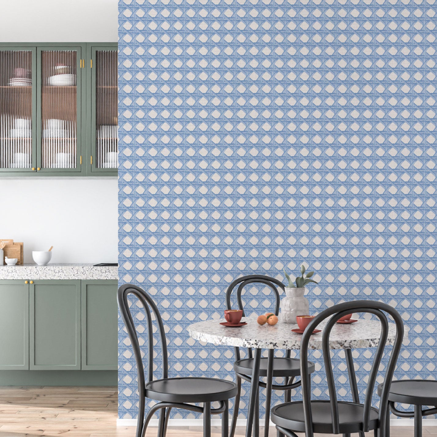 Sugar Cane Mini Textured Performance Vinyl Wallpaper in Blue Sky Baby by Little Blue Designs