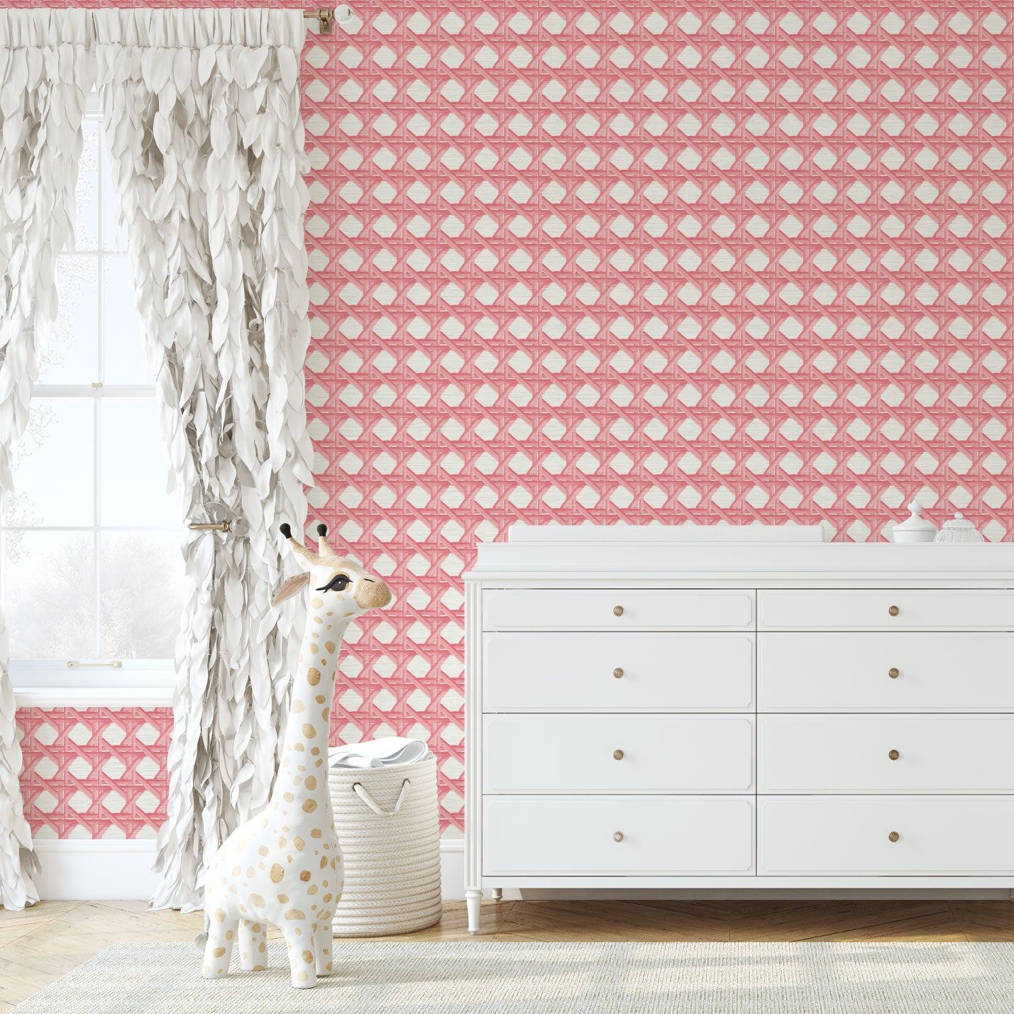 Sugar Cane Mini Wallpaper in Coral Is Calling by Little Blue Designs