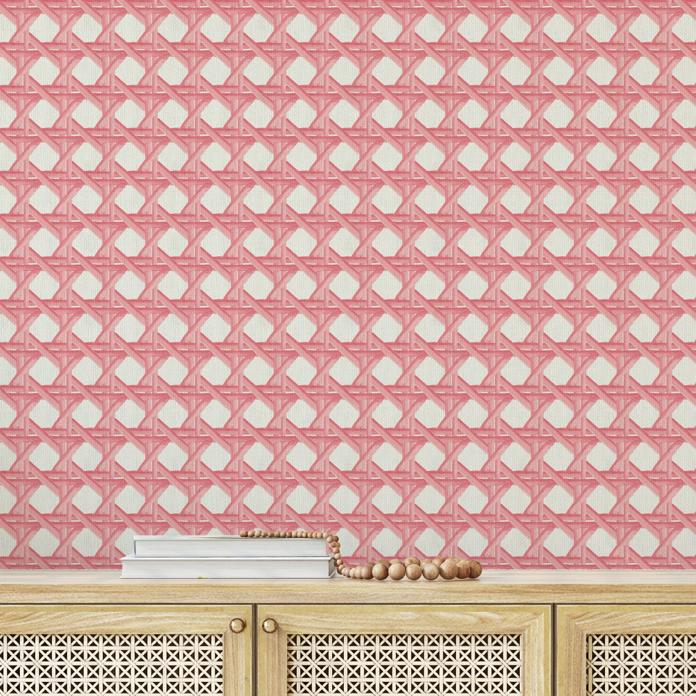 Sugar Cane Mini Wallpaper in Coral Is Calling by Little Blue Designs