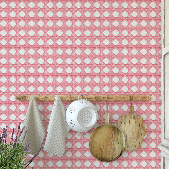 Sugar Cane Mini Textured Performance Vinyl Wallpaper in Coral Is Calling by Little Blue Designs