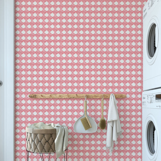 Sugar Cane Mini Textured Performance Vinyl Wallpaper in Coral Is Calling by Little Blue Designs