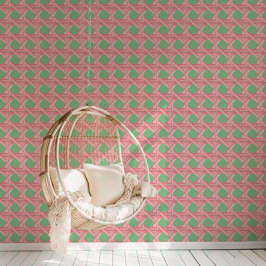 Sugar Cane Wallpaper in Little Green Rosetta by Little Blue Designs