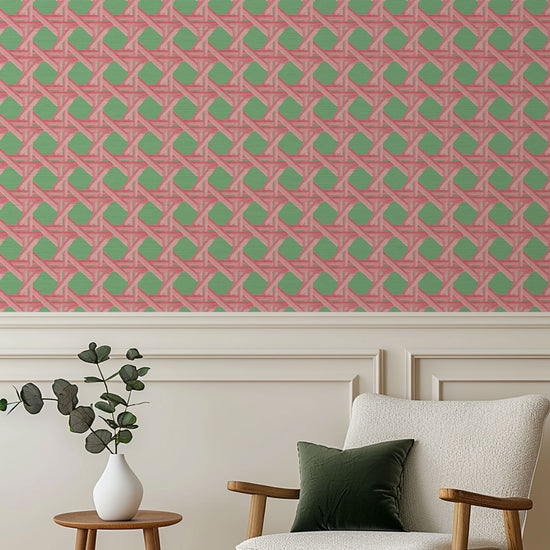 Sugar Cane Wallpaper in Little Green Rosetta by Little Blue Designs