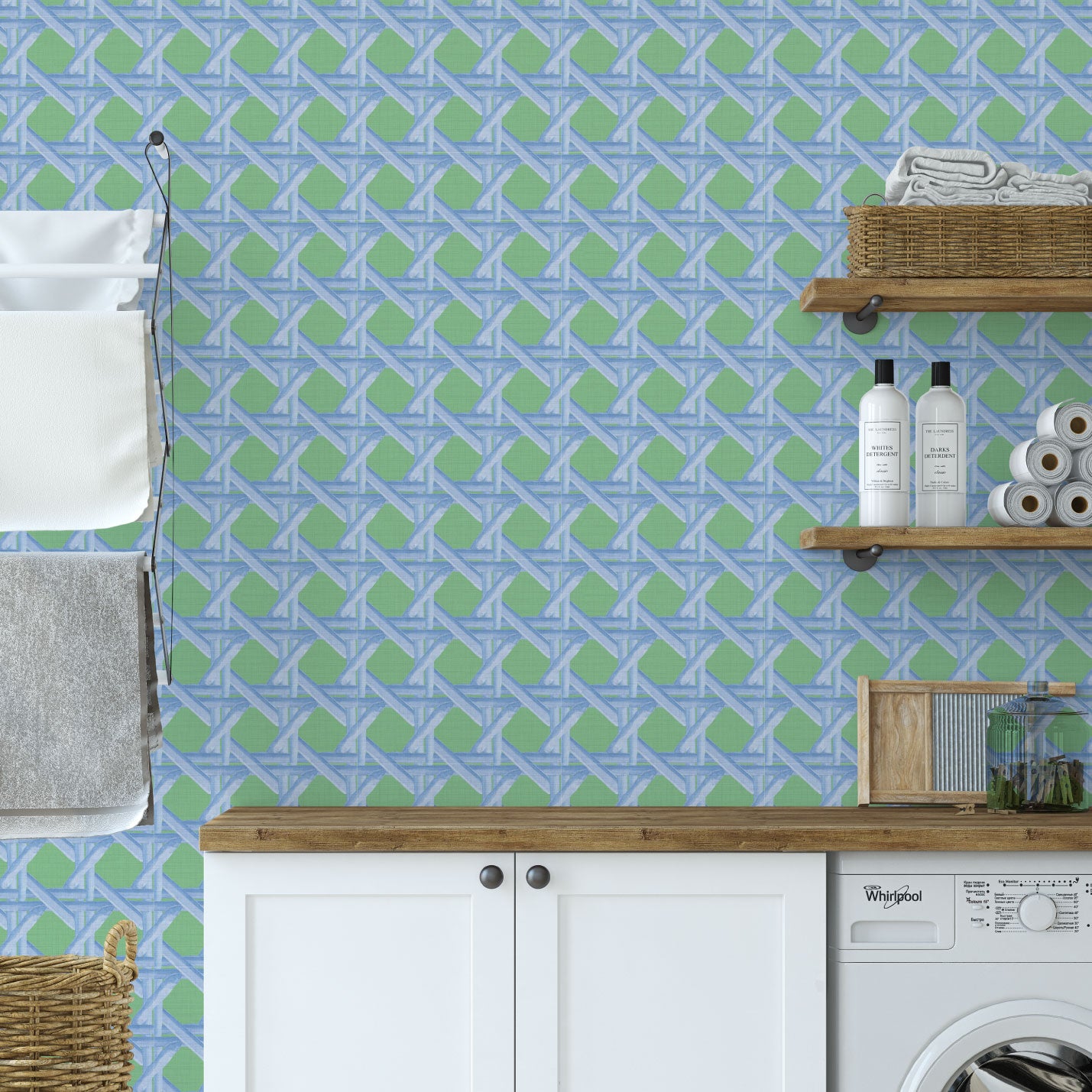 Sugar Cane Textured Performance Vinyl Wallpaper in Out of the Blue by Little Blue Designs