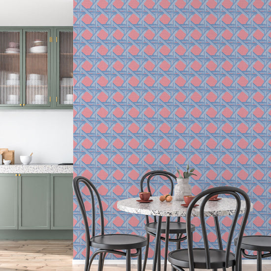 Sugar Cane Textured Performance Vinyl Wallpaper in The Pinky Blues by Little Blue Designs