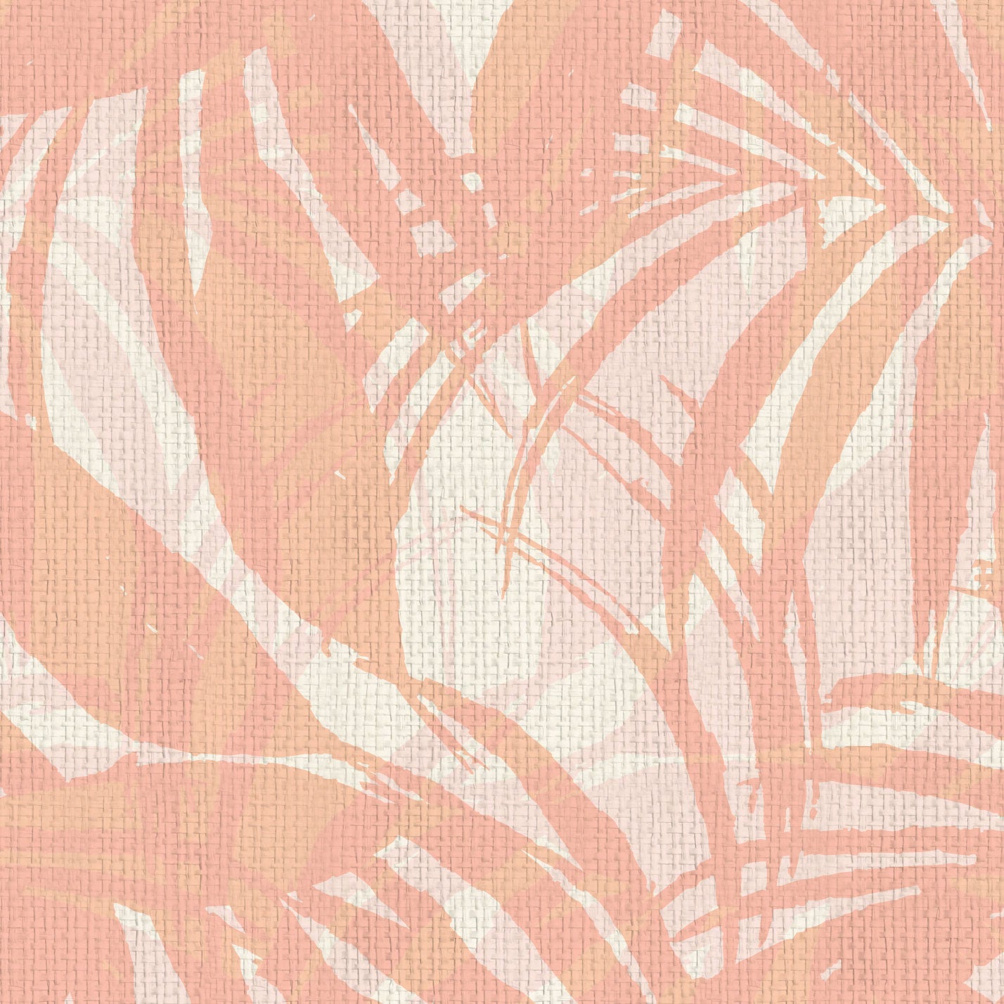 wallpaper oversize tropical leaf Natural Textured Eco-Friendly Non-toxic High-quality Sustainable practices Sustainability Interior Design Wall covering Bold retro chic custom jungle garden botanical Seaside Coastal Seashore Waterfront Vacation home styling Retreat Relaxed beach vibes Beach cottage Shoreline Oceanfront white palm  coral orange pink living room paper weave paperweave basketweave basket weave