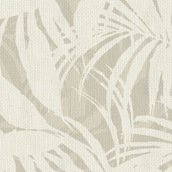 wallpaper oversize tropical leaf Natural Textured Eco-Friendly Non-toxic High-quality Sustainable practices Sustainability Interior Design Wall covering Bold retro chic custom jungle garden botanical Seaside Coastal Seashore Waterfront Vacation home styling Retreat Relaxed beach vibes Beach cottage Shoreline Oceanfront white palm tan sand beige neutral cream off-white tonal paper weave paperweave basketweave basket weave