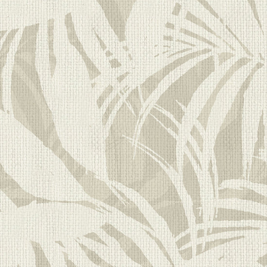 wallpaper oversize tropical leaf Natural Textured Eco-Friendly Non-toxic High-quality Sustainable practices Sustainability Interior Design Wall covering Bold retro chic custom jungle garden botanical Seaside Coastal Seashore Waterfront Vacation home styling Retreat Relaxed beach vibes Beach cottage Shoreline Oceanfront white palm tan sand beige neutral cream off-white tonal paper weave paperweave basketweave basket weave