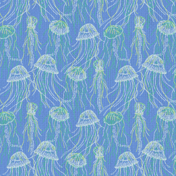 Grasscloth Paper Weave wallpaper Natural Textured Eco-Friendly Non-toxic High-quality  Sustainable Interior Design Bold Custom Tailor-made Retro chic Grand millennial Maximalism  Traditional Dopamine decor coastal seaside cottage seashore waterfront retreat beach nautical oceanfront fish jellyfish sea creature underwater kids playroom nursery ocean blue royal aqua green sky