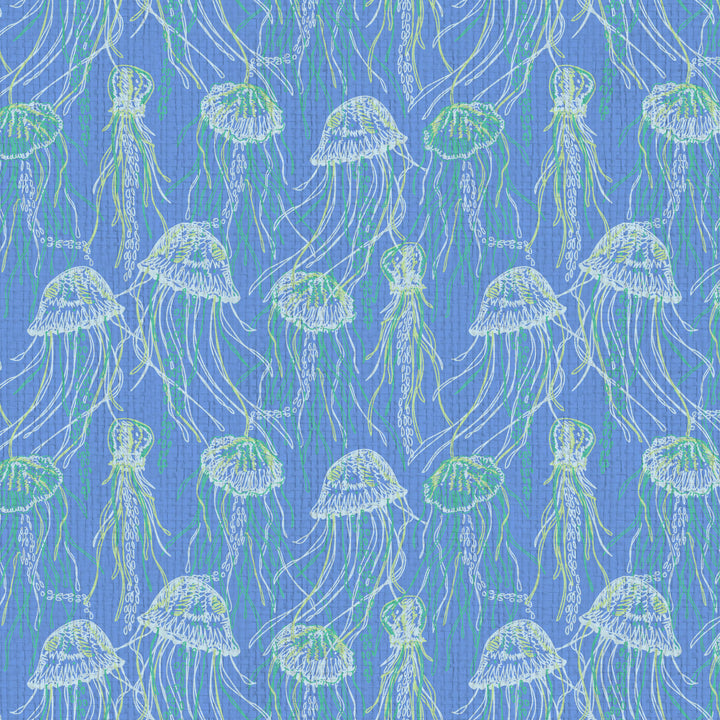 Grasscloth Paper Weave wallpaper Natural Textured Eco-Friendly Non-toxic High-quality  Sustainable Interior Design Bold Custom Tailor-made Retro chic Grand millennial Maximalism  Traditional Dopamine decor coastal seaside cottage seashore waterfront retreat beach nautical oceanfront fish jellyfish sea creature underwater kids playroom nursery ocean blue royal aqua green sky