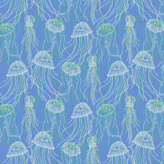 Grasscloth Paper Weave wallpaper Natural Textured Eco-Friendly Non-toxic High-quality  Sustainable Interior Design Bold Custom Tailor-made Retro chic Grand millennial Maximalism  Traditional Dopamine decor coastal seaside cottage seashore waterfront retreat beach nautical oceanfront fish jellyfish sea creature underwater kids playroom nursery ocean blue royal aqua green sky