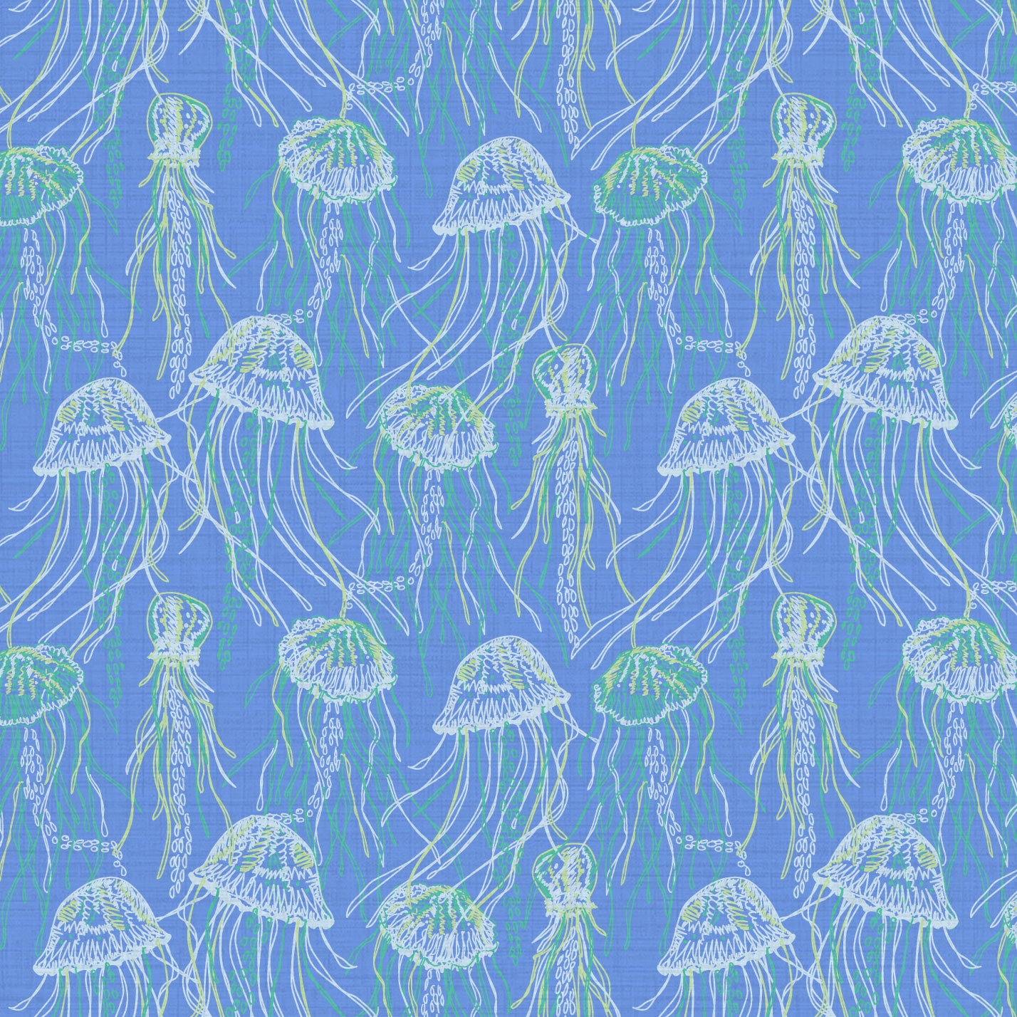 The Jelly Fish League Textured Performance Vinyl Wallpaper in Ocean Waves Blue