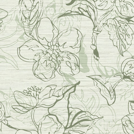 Grasscloth wallpaper Natural Textured Eco-Friendly Non-toxic High-quality Sustainable Interior Design Bold Custom Tailor-made Retro chic Grand millennial Maximalism Traditional Dopamine decor floral garden feminine botanical flowers Rustic Cabin cottage Luxury Contemporary Bespoke nature inspired farm core nature olive green cream neutral