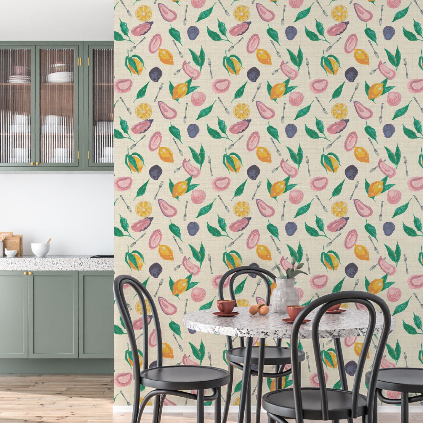 The World is My Oyster Textured Performance Vinyl Wallpaper in Spring Formal