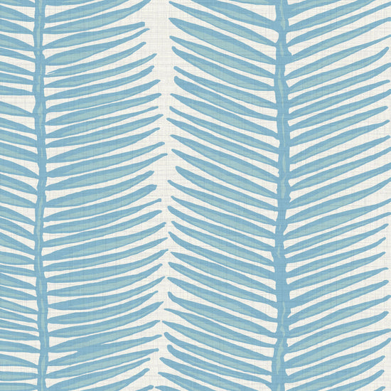 Tickets to Paradise Palm Leaf Stripe Textured Performance Vinyl Wallpaper in Billy's Ocean Blue