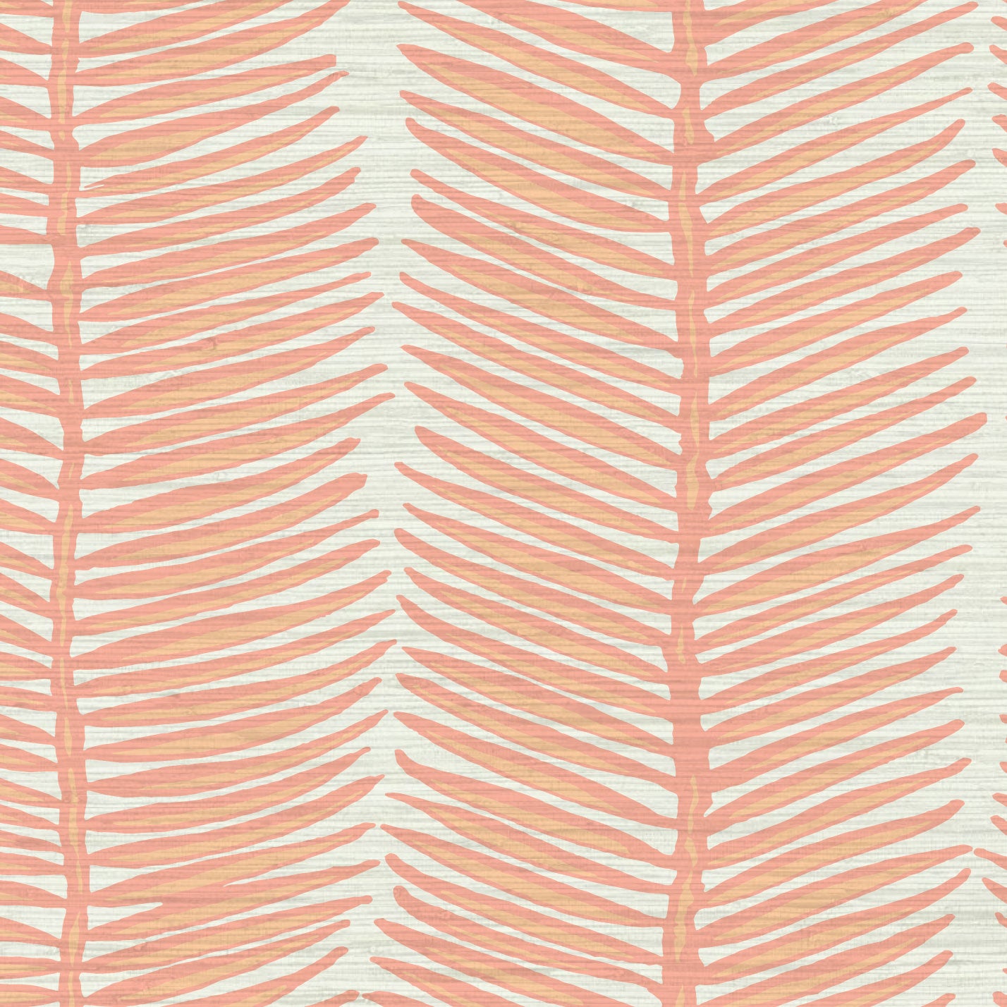 Grasscloth wallpaper Natural Textured Eco-Friendly Non-toxic High-quality Sustainable Interior Design Bold Custom Tailor-made Retro chic Tropical Jungle Coastal Garden Seaside Seashore Waterfront Vacation home styling Retreat Relaxed beach vibes Beach cottage Shoreline Oceanfront Nautical Cabana preppy palm fern leaf vertical stripe  coral orange tangerine pink