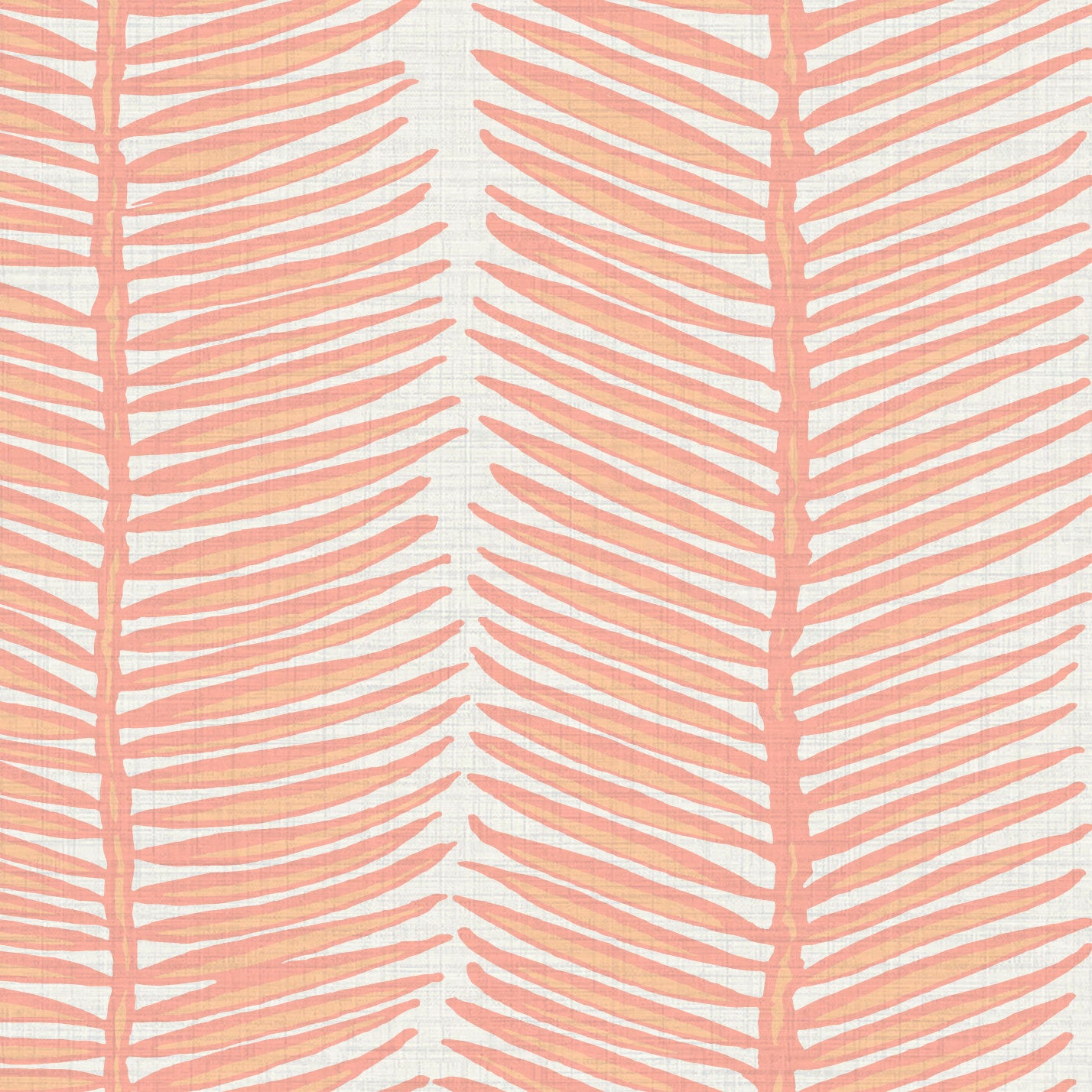 Tickets to Paradise Palm Leaf Stripe Textured Performance Vinyl Wallpaper in Golden Hour Coral Wallpaper