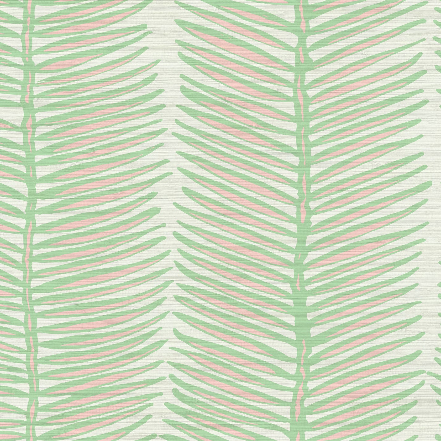 Grasscloth wallpaper Natural Textured Eco-Friendly Non-toxic High-quality Sustainable Interior Design Bold Custom Tailor-made Retro chic Tropical Jungle Coastal Garden Seaside Seashore Waterfront Vacation home styling Retreat Relaxed beach vibes Beach cottage Shoreline Oceanfront Nautical Cabana preppy palm fern leaf vertical stripe pastel pink light pale mint green