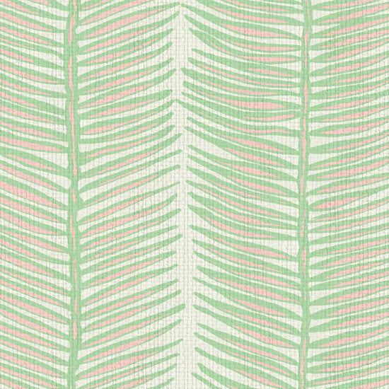 paper weave wallpaper Natural Textured Eco-Friendly Non-toxic High-quality Sustainable Interior Design Bold Custom Tailor-made Retro chic Tropical Jungle Coastal Garden Seaside Seashore Waterfront Vacation home styling Retreat Relaxed beach vibes Beach cottage Shoreline Oceanfront Nautical Cabana preppy palm fern leaf vertical stripe pastel pink light pale mint green