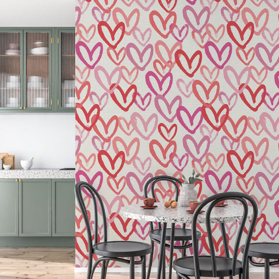 House of Shan Total Eclipse Hearts Textured Performance Vinyl Wallpaper in Light in My Life Pink