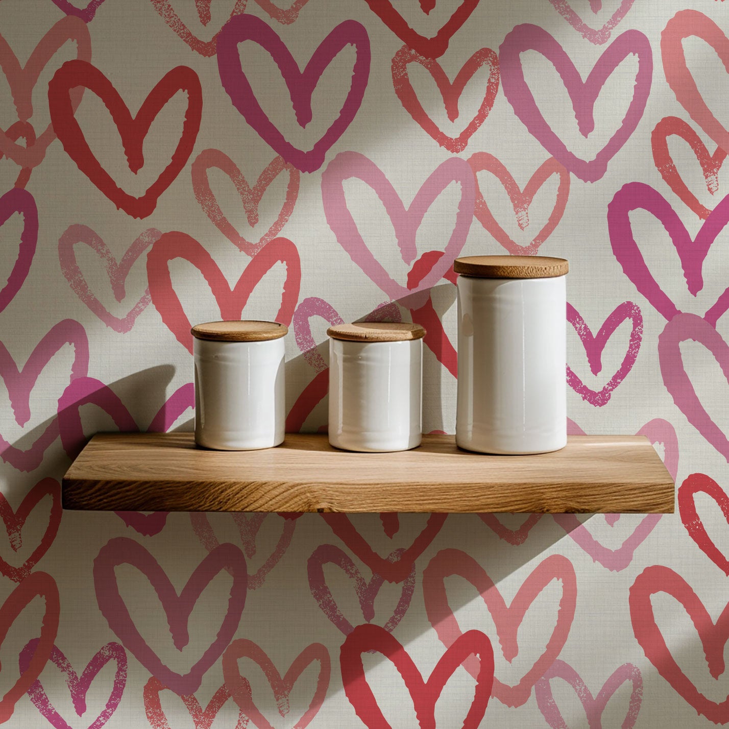 House of Shan Total Eclipse Hearts Textured Performance Vinyl Wallpaper in Light in My Life Pink