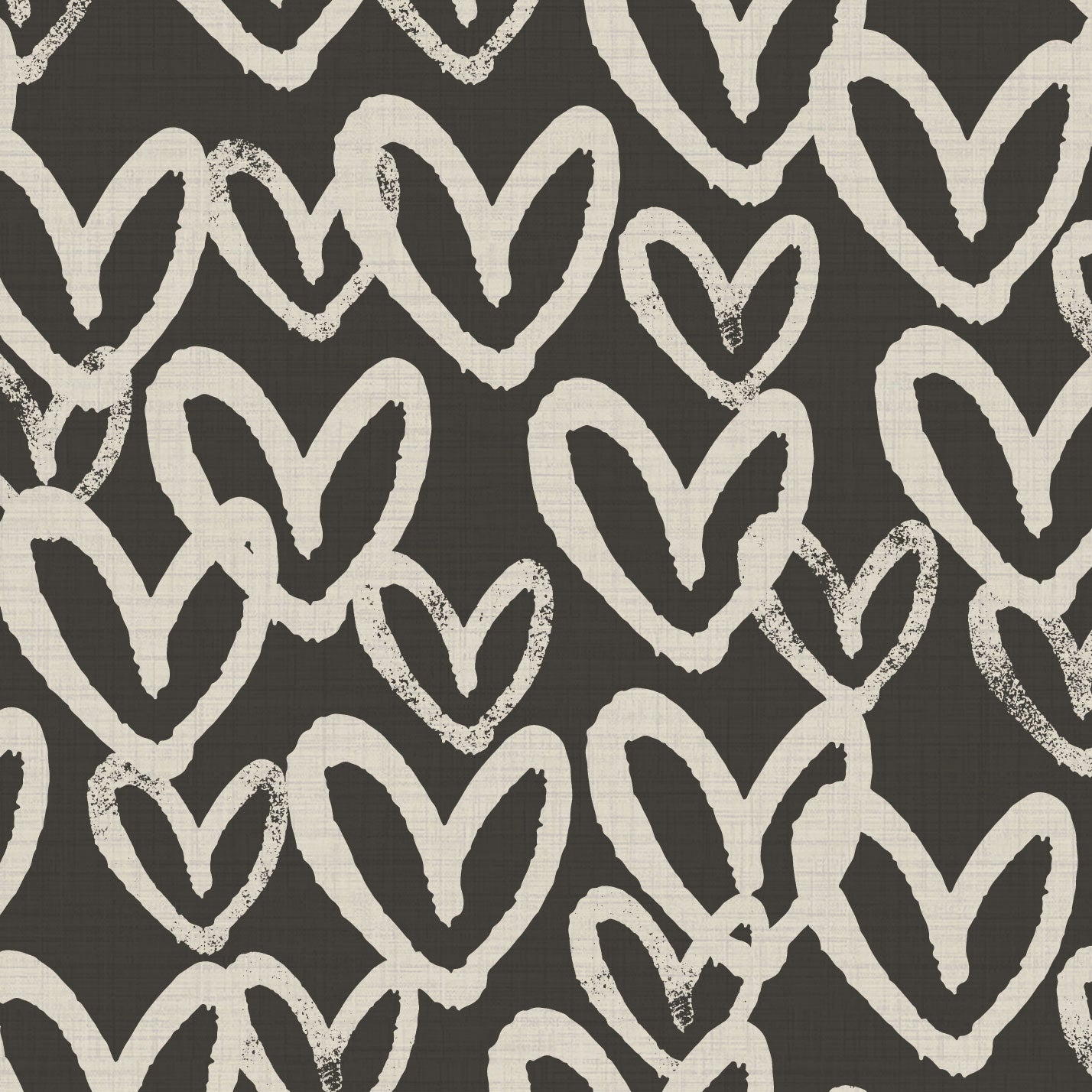 House of Shan Total Eclipse Hearts Textured Performance Vinyl Wallpaper in Love in the Dark Black