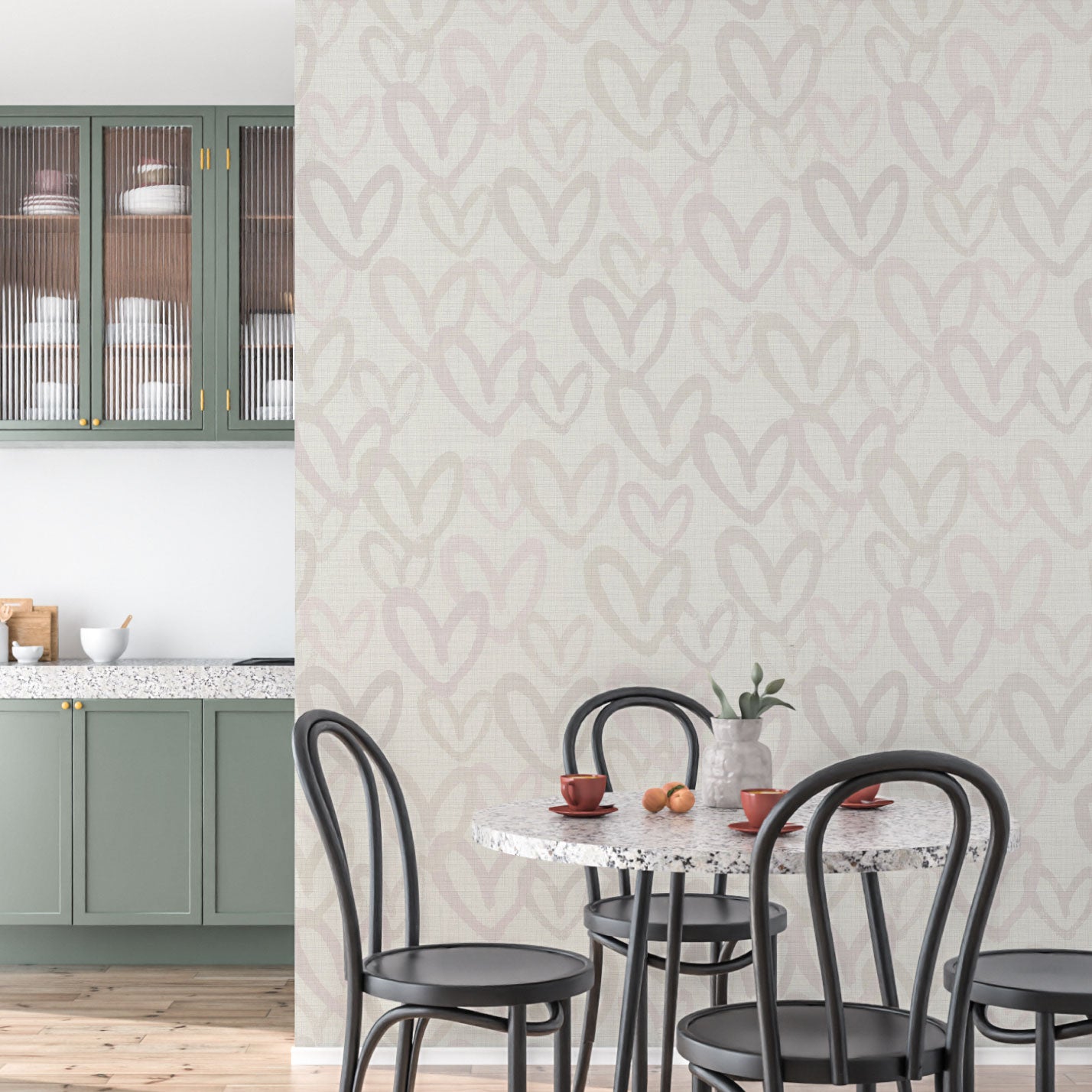 House of Shan Total Eclipse Hearts Textured Performance Vinyl Wallpaper in Tyler Taupe