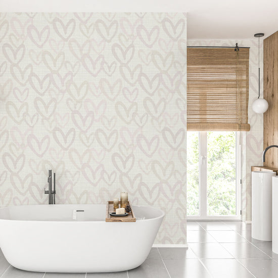 House of Shan Total Eclipse Hearts Textured Performance Vinyl Wallpaper in Tyler Taupe