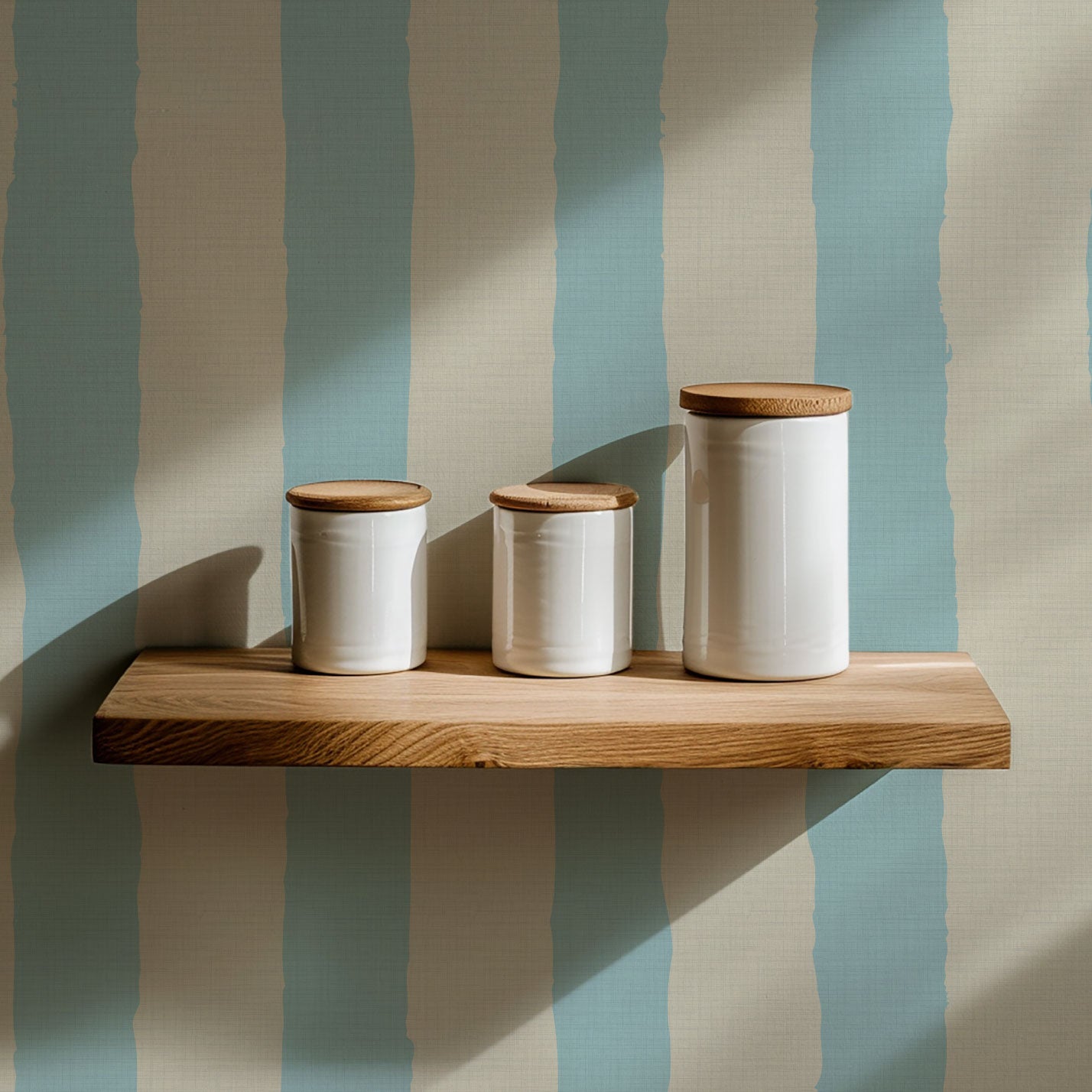 Under the Boardwalk Stripe Textured Performance Vinyl Wallpaper in Billy's Ocean Blue