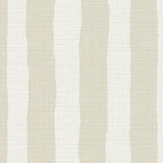 Under the Boardwalk Stripe Textured Performance Vinyl Wallpaper in Sand Castle Tan & White