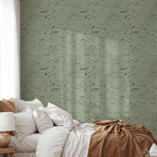 Natural Textured Eco-Friendly Non-toxic High-quality Sustainable practices Sustainability Interior Design Wall covering Bold Wallpaper Custom Tailor-made Retro chic cork nature luxury metallic shiny wood timeless coastal vacation interior design grain high-end moss green silver earthtone painted metallic