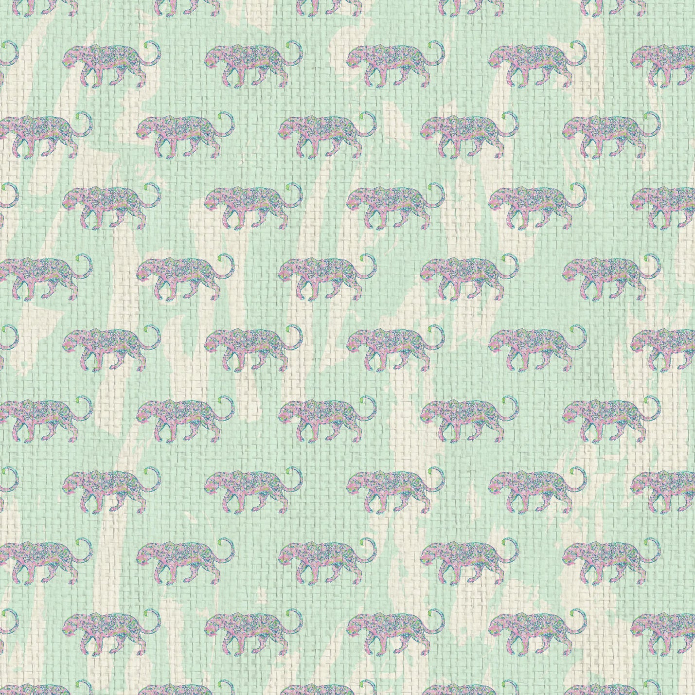 wallpaper Natural Textured Eco-Friendly Non-toxic High-quality Sustainable Interior Design Bold Custom Tailor-made Retro chic Grand millennial Maximalism Traditional Dopamine decor Tropical Jungle Coastal wild zoo animal cat cheetah grid stripe horizontal kids playroom bathroom mint green pastel pink paper weave paperweave basketweave basket weave