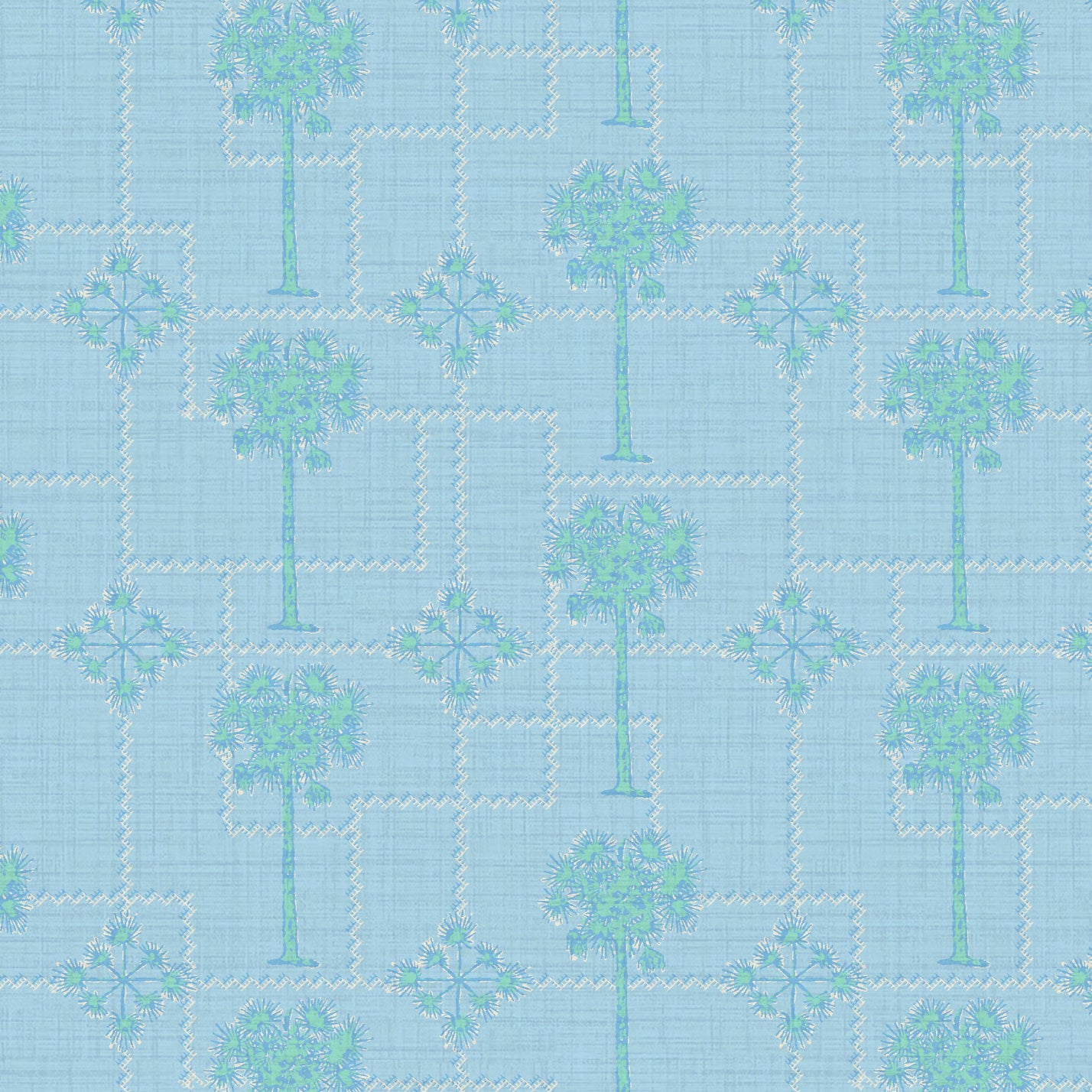 You Can Call Me Palm Tree Textured Performance Vinyl Wallpaper in Bonnie Bell Blue