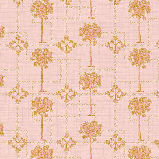 You Can Call Me Palm Tree Textured Performance Vinyl Wallpaper in Pink Carnation