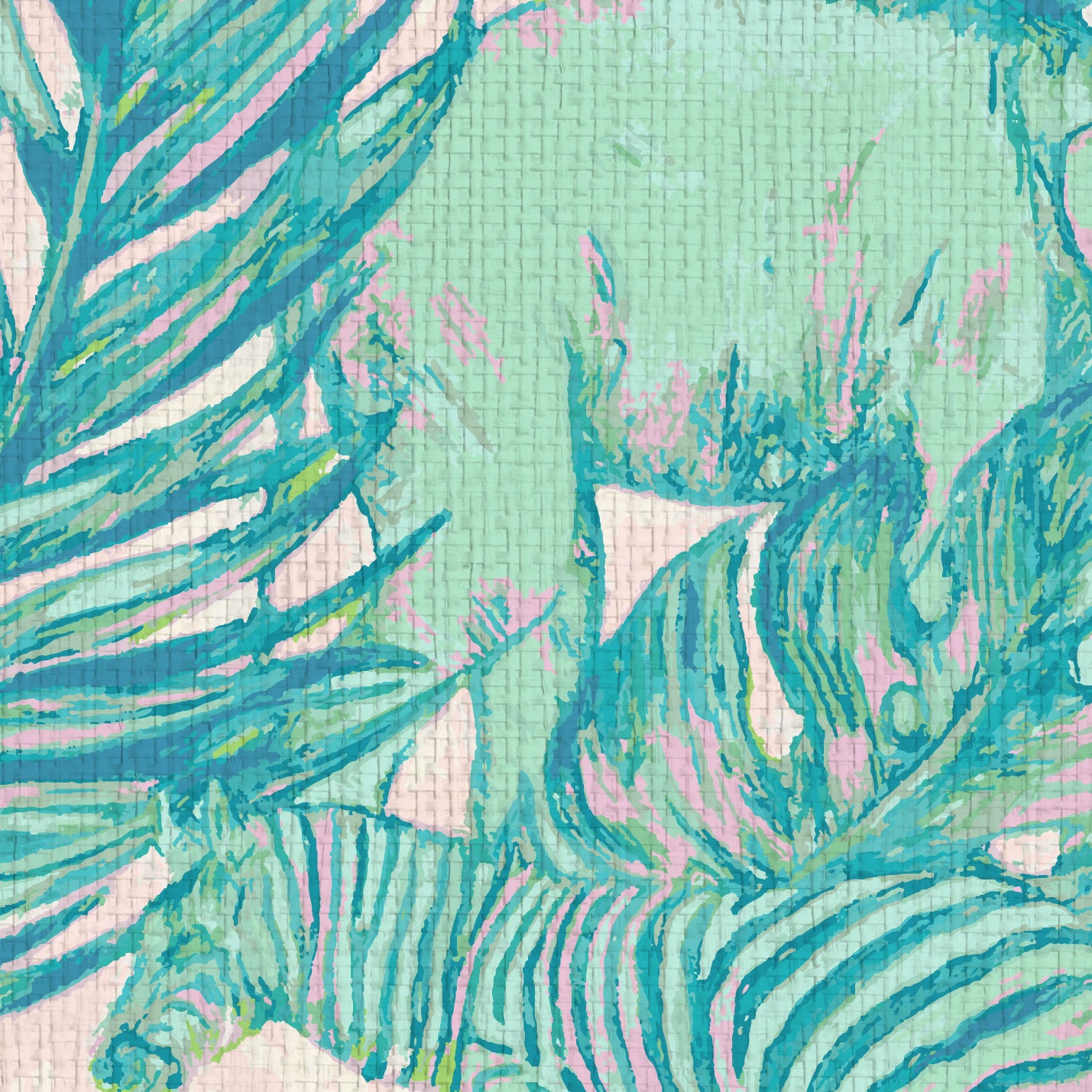 wallpaper Natural Textured Eco-Friendly Non-toxic High-quality Sustainable Interior Design Bold Custom Tropical Jungle Coastal Garden palm leaf tree zoo safari elephant zebra cheetah gorilla water color oversized kids playroom nursery teal green pastel neon pink paperweave paper weave